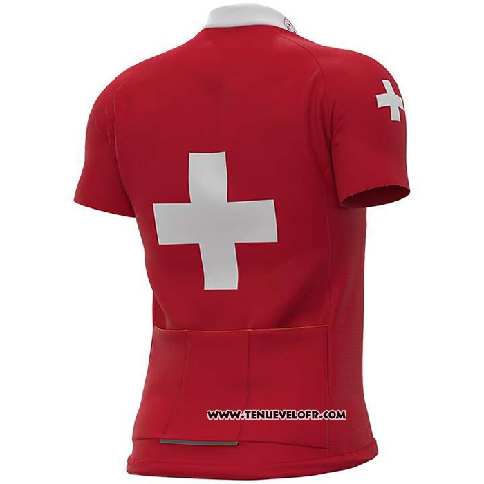 2020 Maillot Ciclismo Groupama-fdj Champion Suisse Manches Courtes et Cuissard